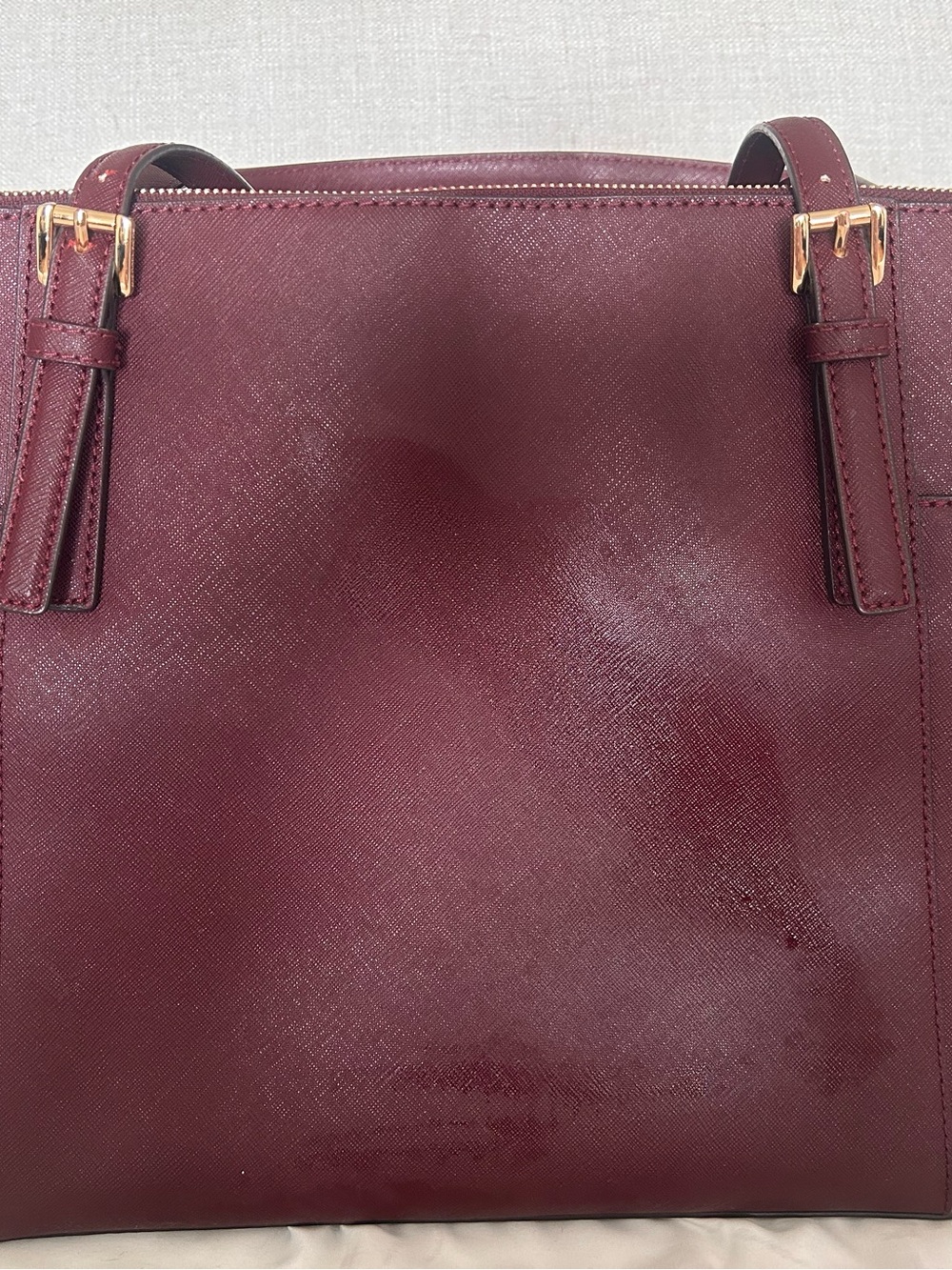 Michael Kors Jet Set Large Saffiano Leather Top Zip Tote Oxblood Burgundy - Picture 4 of 9